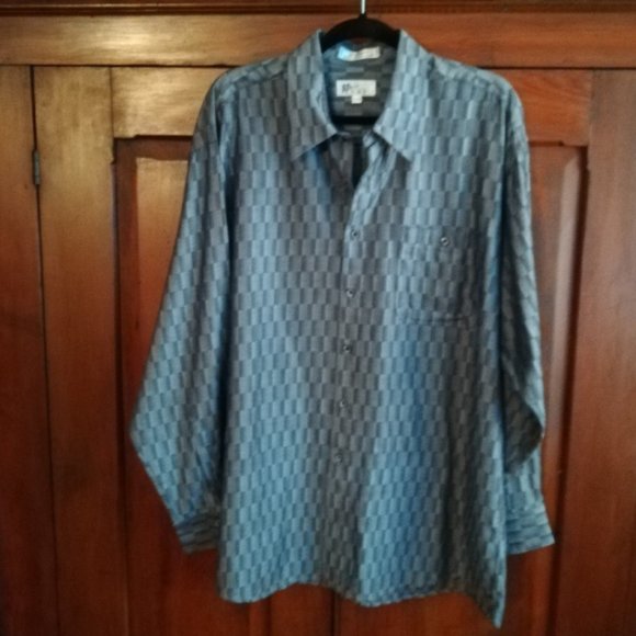 Enro Grey Geometric Print Sport Shirt - Size XL - Picture 2 of 6
